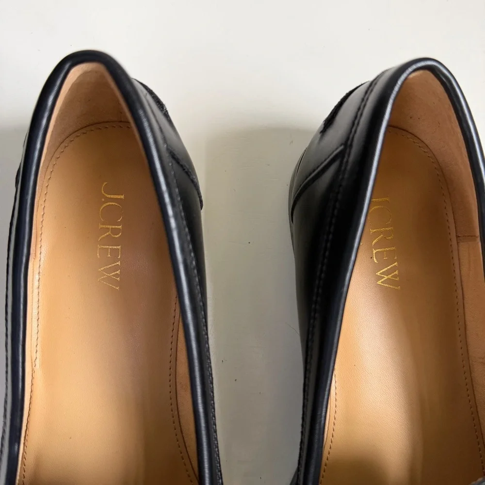 J Crew Horsebit Loafers Black Size 7.5 Classic Academia Old Money Preppy - Picture 10 of 11